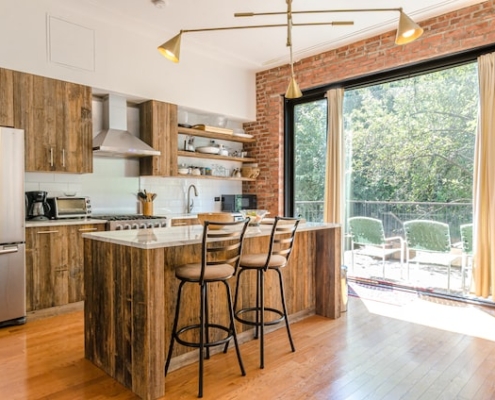 natural wood kitchen island