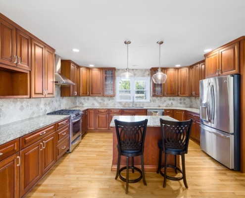 natural woodgrain kitchen cabinets